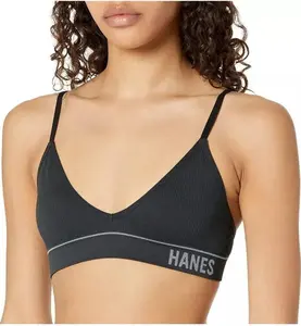b'New Hanes Originals Womens ComfortFlex Seamless Ribbed Triangle Bralette'
