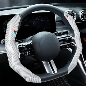 2PCS Luxury Carbon Fiber Steering Wheel Cover - Non-Slip, Comfortable, Durable with Stylish Design, All-Season Vehicle Interior Accessory, Automotive