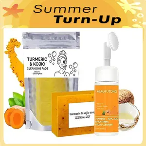 Turmeric Wash and Care Three Piece SetTurmeric Tablets, Turmeric Cleansing Mousse,Turmeric Soap Facial Cleansing Skincare FacialCleansing Cleanser