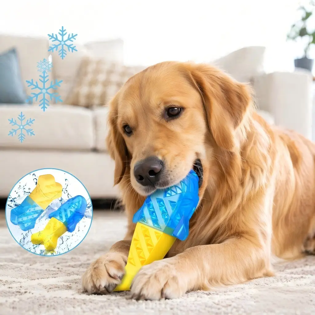 Freezable Cooling Interactive Dog Toy for Small and Medium Pets - Safe Plastic, Durable Teething Support, Fillable Enrichment, Gentle Gum Relief, Effortless Rinsing, Dishwasher-Safe, Yogurt/Water Compatible, Summer Essential for Dog Moms, Chew Toy, Freeza