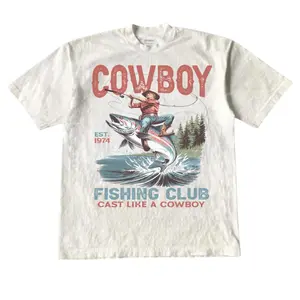 Vintage Cowboy Fish Tattoo Style T-Shirt, Retro Fisher Shirt, Fish Shirt For Men, Fisher Tee, Bass Lovers Gift, Ocean Fishing Shirt-  Unisex S-3XL - Menswear & Womenswear - Streetwear Tops - Casual Cotton Crewneck Shortsleeve Tshirt graphic