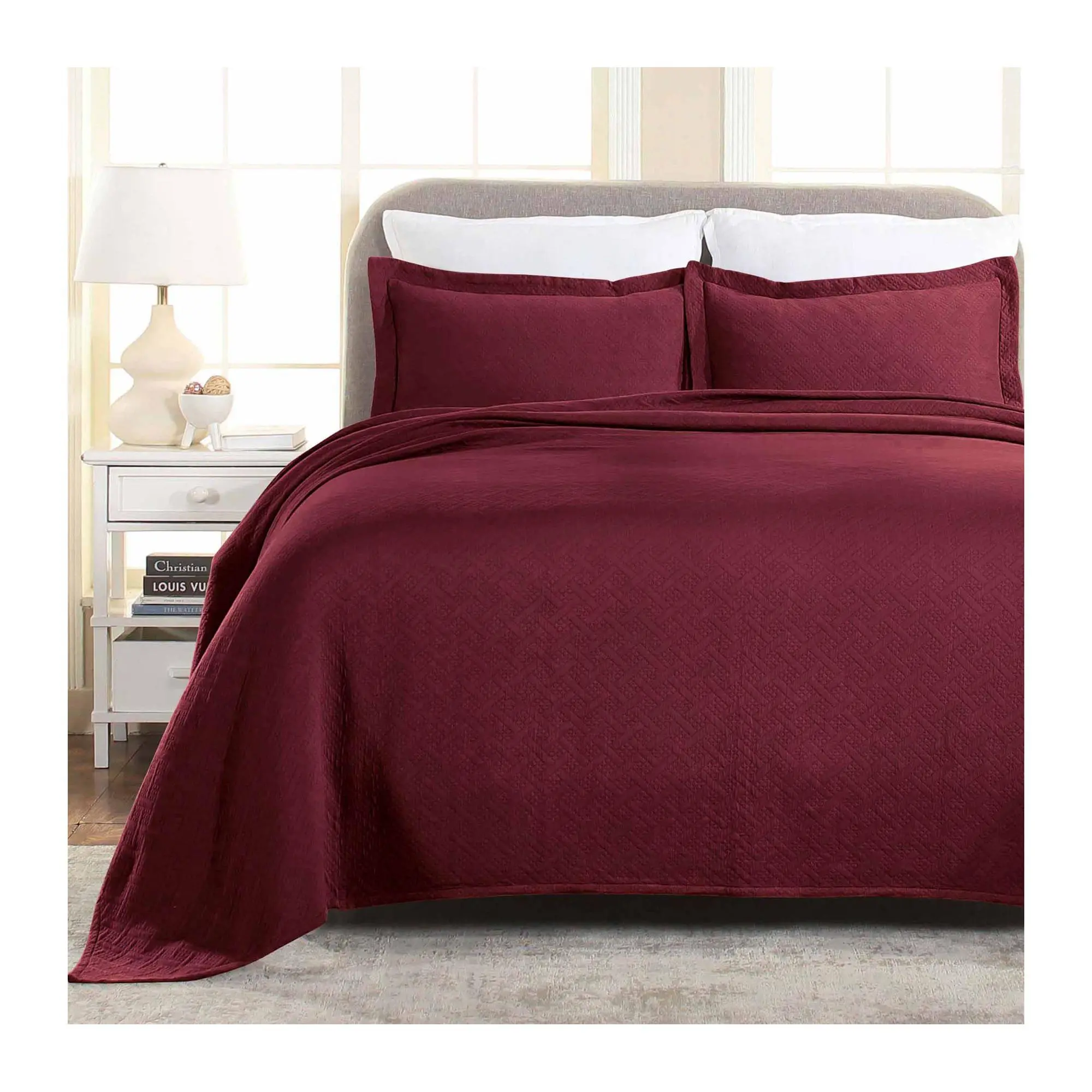 Superior Matelasse Cotton Basketweave Bedspread Set, King