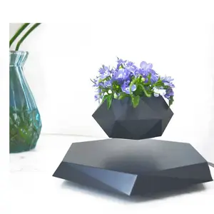 Magnetic Levitation Planter, Floating Geometric Pot with Quiet Rotation, for Home & Office Decor, No Live Plant Included