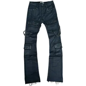 Vicious - STACKED WAXED STONE  + CHAINS DENIM BLACK - VC663