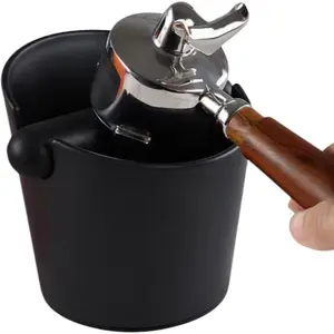 Italian Espresso Coffee Knock Box, Straight Tube Design, Coffee Bean Dump Bucket, Detachable Knock Rod, Non-Slip Base, Shock Absorption