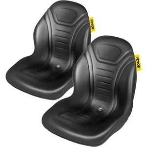 VEVOR Universal Tractor Seat Replacement 2 Pcs Compact High Back Mower Seat, Black Vinyl Forklift Seat, Central Drain Hole Skid Steer Seat with Mounting Bolt Patterns of 8" x 11.5" & 11.25" x 11.5"