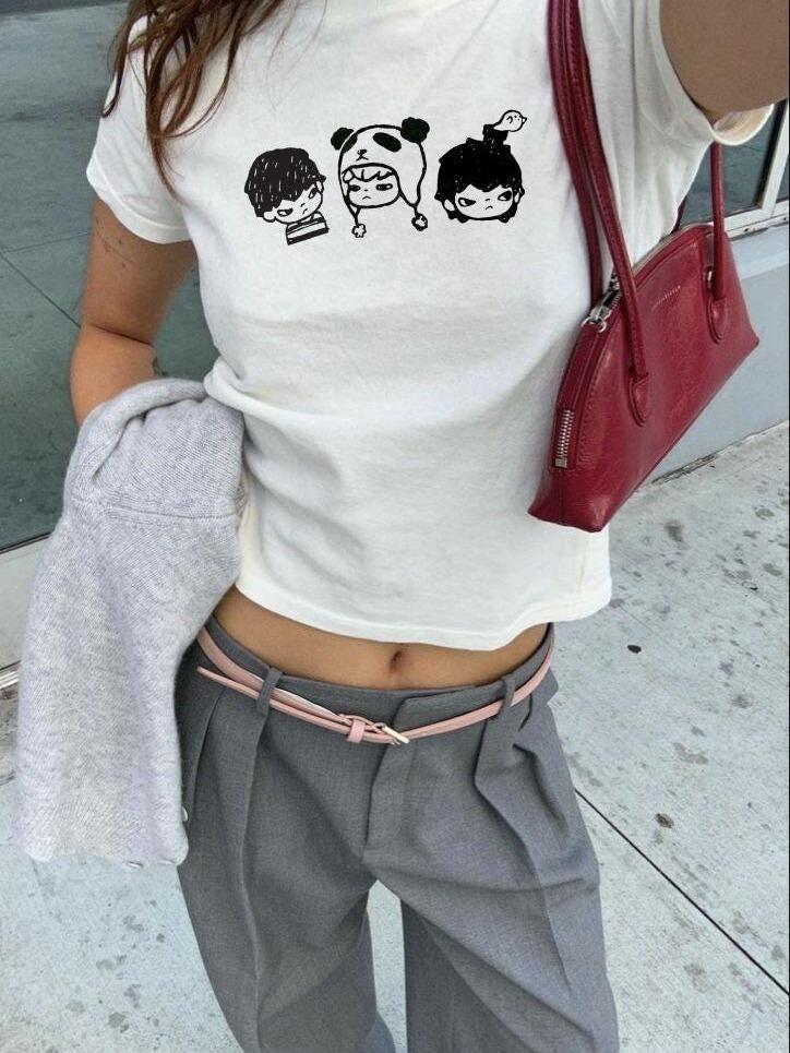 Y2K Hirono baby tee – Y2K Baby Tee, 90s Baby Tee, Graphic Shirt Crop, Coquette, Vintage