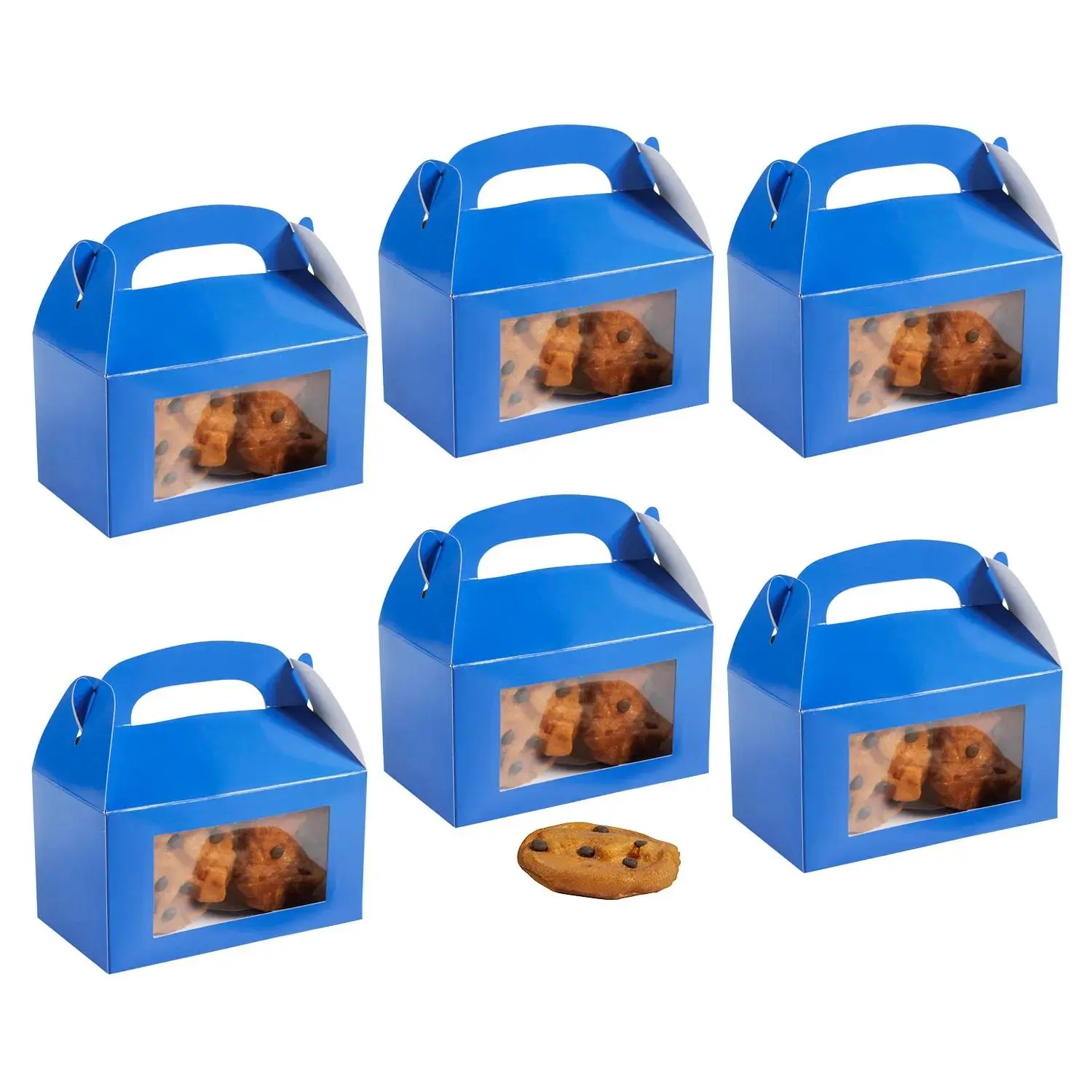 Blue Cardstock Treat Gift Boxes with Display Window, 6"x7" 48-Pc Bulk Pack (48 Boxes in a Bulk Pack) for Bakeries Blue Cardstock Treat Gift Boxes with Display Window, 6"x7" 48-Pc Bulk Pack (48 Boxes in a Bulk Pack) for Bakeries