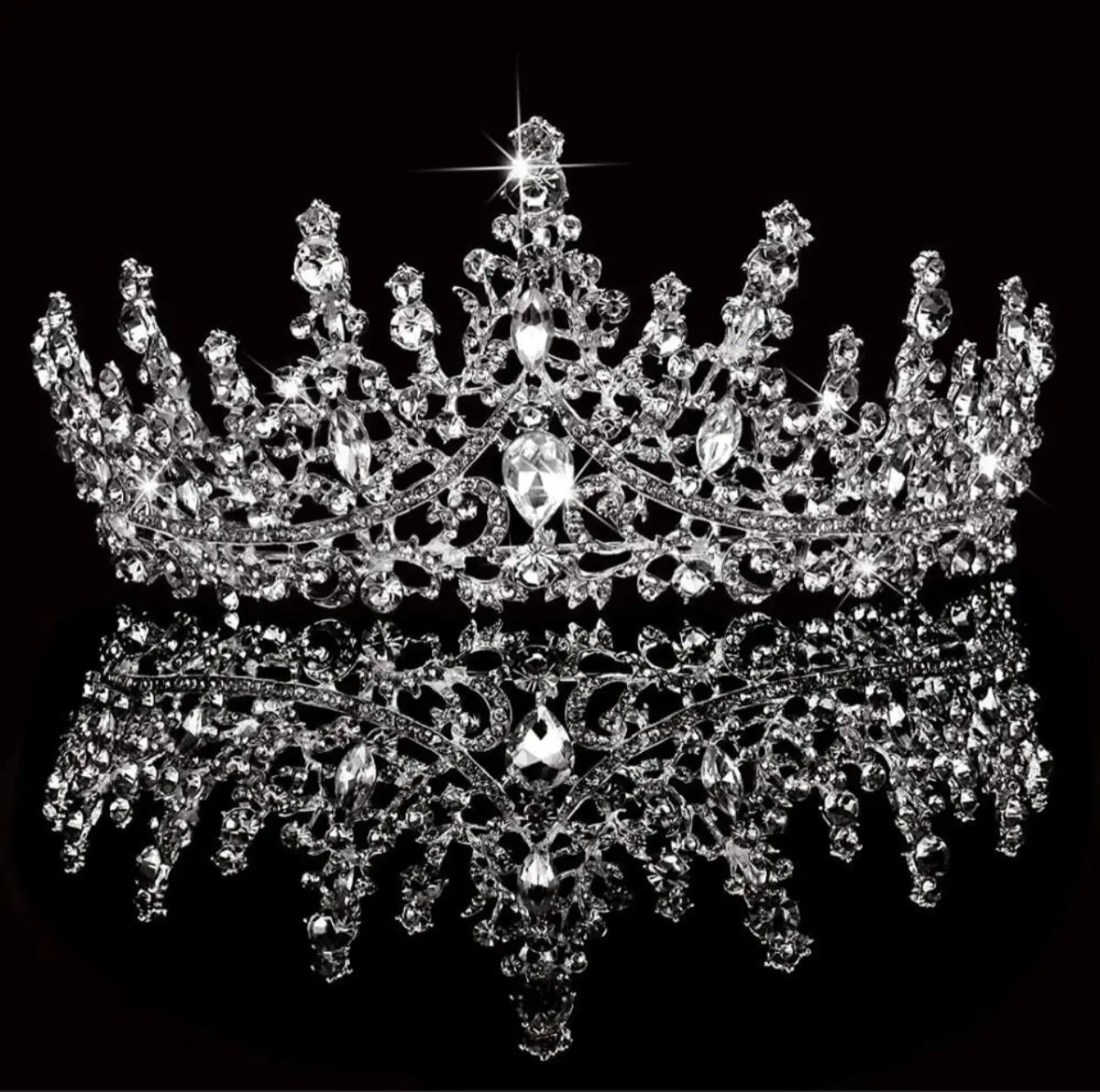 Women's Royal Rhinestone Tiara Crown - Glamorous & Sparkling Bridal Headband for Prom, Quinceanera, Ceremony, Bridal Accessories, Sparkling Look, Casual, Daily