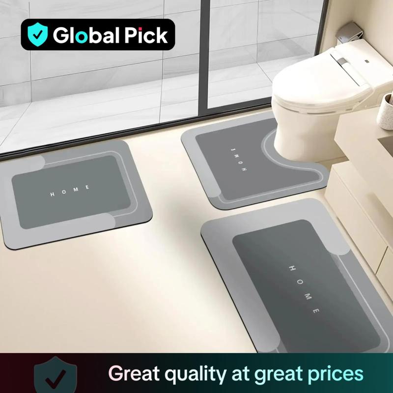 Bathroom Toilet Mat, 1/3pcs Non-slip Bathroom Floor Mat, Diatomite Bathroom Mat, Room Decor Water Absorbent Interior Rug for Bathroom Living Room Kitchen Laundry Bathroom Home Decor, Drying Doormat, Bathroom Accessories, Household Items, Home Goods