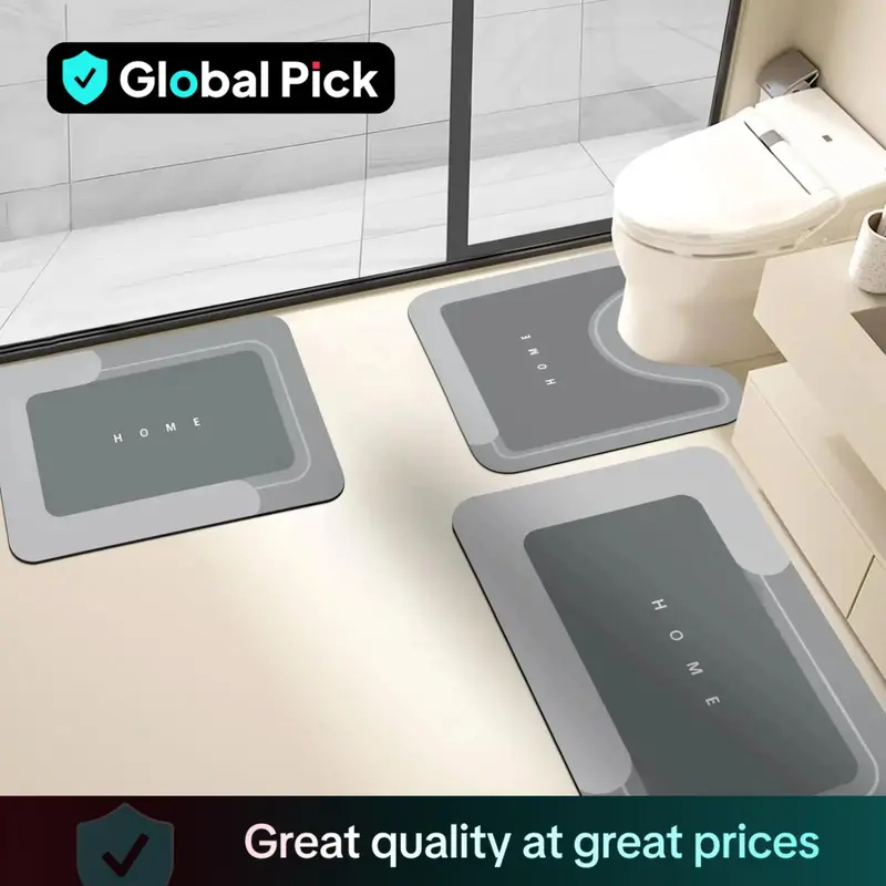 Bathroom Toilet Mat, 1/3pcs Non-slip Bathroom Floor Mat, Diatomite Bathroom Mat, Room Decor Water Absorbent Interior Rug for Bathroom Living Room Kitchen Laundry Bathroom Home Decor, Drying Doormat, Bathroom Accessories, Household Items, Home Goods