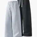 Men’s casual athletic long pants for spring and autumn, elastic drawstring waistband, straight-leg sweatpants, loose, comfortable, and soft everyday jogging pants