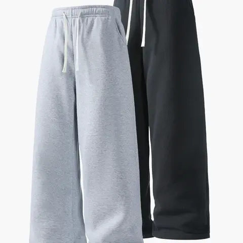 Men’s casual athletic long pants for spring and autumn, elastic drawstring waistband, straight-leg sweatpants, loose, comfortable, and soft everyday jogging pants