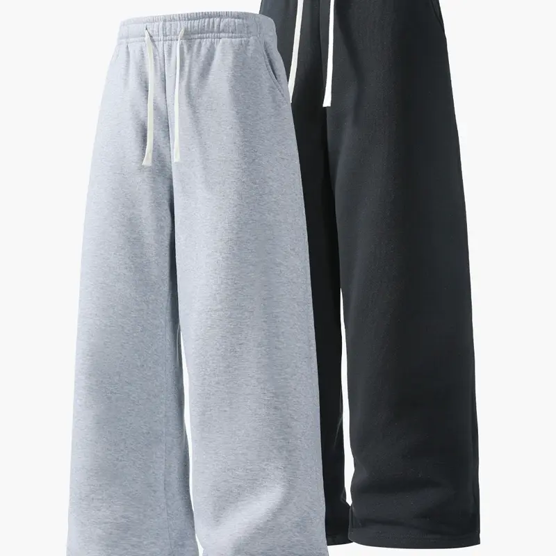 Men’s casual athletic long pants for spring and autumn, elastic drawstring waistband, straight-leg sweatpants, loose, comfortable, and soft everyday jogging pants