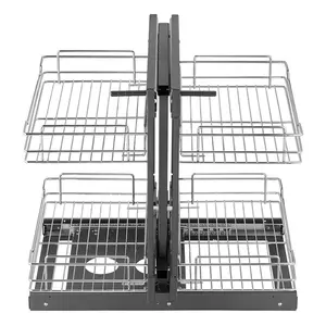 VEVOR Min 15"W Opening Blind Corner Pull Out Organizer, TikTokShopBlackFriday, 2 Tier 4 Shelf Kitchen Cabinet Organizer, Chrome Carbon Steel Storage Basket, Slide Out Storage Organizer, Left & Right Open Compatible