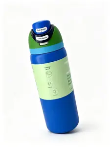 32oz Vibrant 2-Tone Stainless Steel Water Bottle - Drinkware with Push-Button Flip Top, Ideal for Gym, Outdoor Activities Drinkware Mug Cup Tumbler Bottled Portable Reusable Reusable