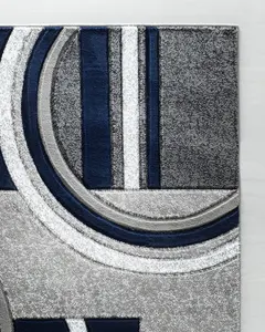 Area Rug Modern Soft Hand Carved Contemporary Floor Carpet with Premium Fluffy Texture for Indoor Living Dining Room and Bedroom Area (8x10, Navy)