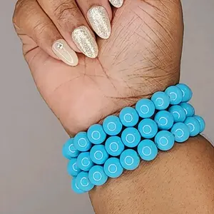 Teal Solid Beaded Bracelet