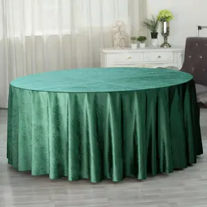 Premium Velvet Round Tablecloth 120" Hunter Emerald Green - Seamless Soft & Reusable Table Cover