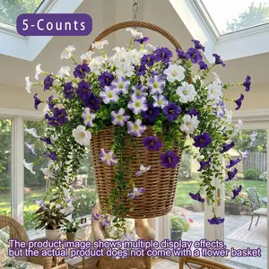 5 Counts Eucalyptus Bellflower Bouquet, UV Resistant No Water Care, Ideal for Floral Enthusiasts, Lawn Decor, Holiday Home Decoration