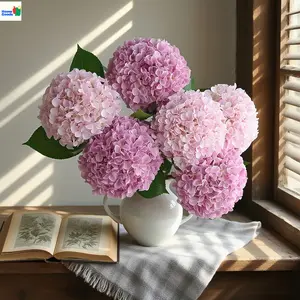 3pcs Artificial Champagne Pink French Retro Hydrangeas, High-Quality Simulated Material Hydrangeas, Red/White Christmas Simulated Hydrangea Wreaths, Autumn Centerpiece for Living Room Dining Room, Wedding Bouquets Home Design Decor Holiday Gift