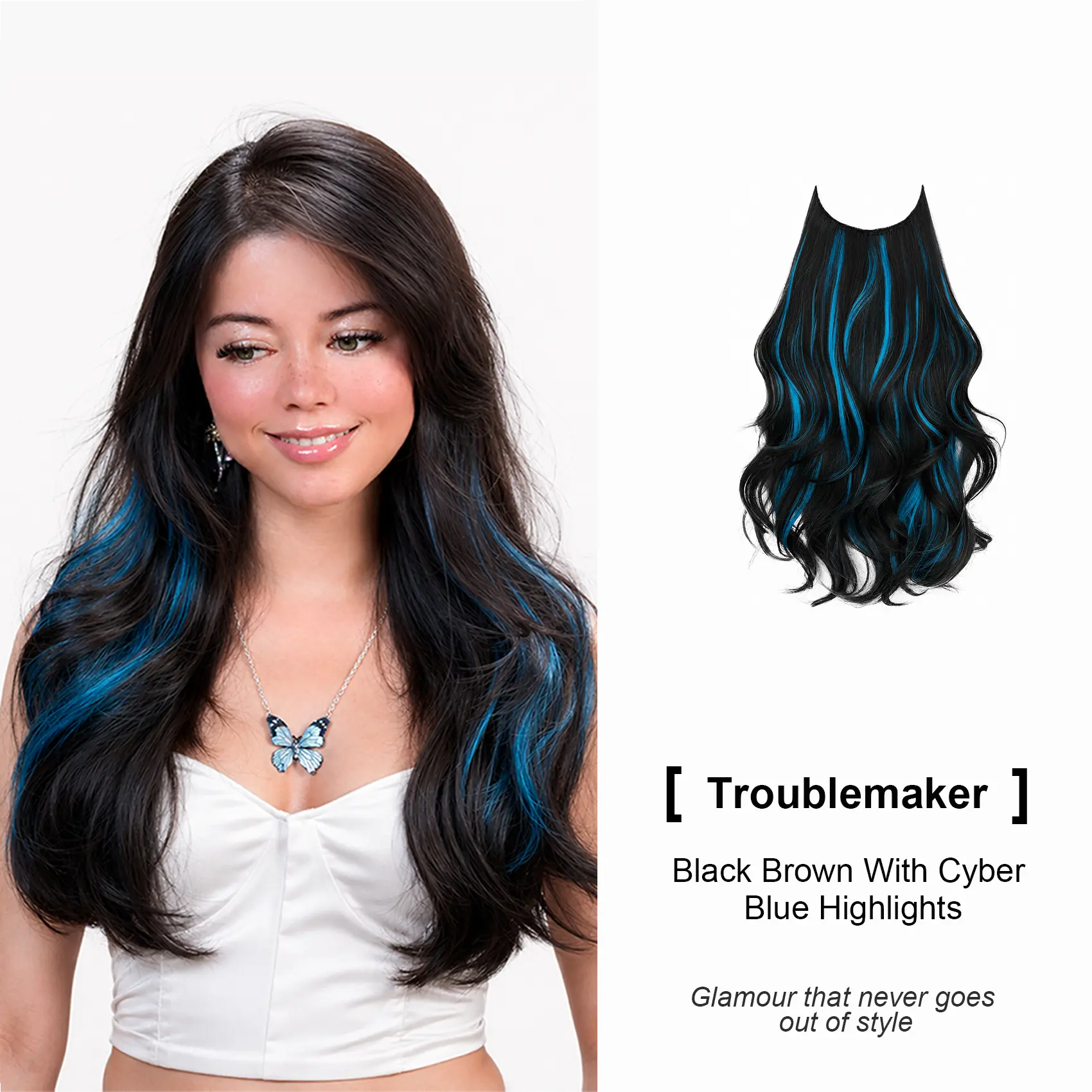【Qbeauty】Invisible Layered Clip-in Hair Extensions by Amara, 18/20/22/24 Inch Thick Natural Soft Synthetic Hairpieces with Secure 5 Clips, Body Wave Loose Wave Curly Hair Extensions for Women
