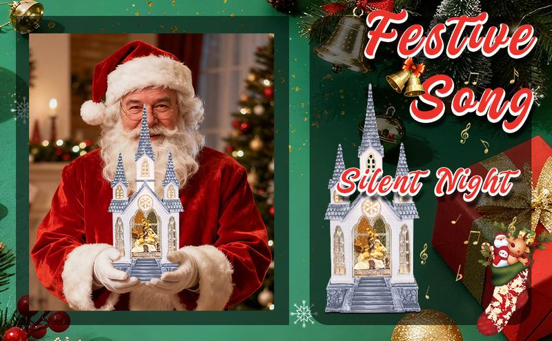 Christmas Church Nativity Snow Globe Light up Snowglobe with Music, 9.84" White Christmas Snow Globes for Kids Adults, 6H Timer & Dual Power, Angle Snowglobes Christmas Decorations Indoor