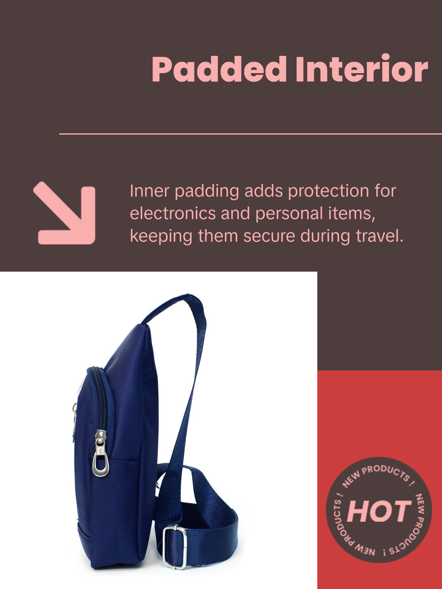 Navy Crossbody Sling Bag with Padded Interior - Compact and Functional