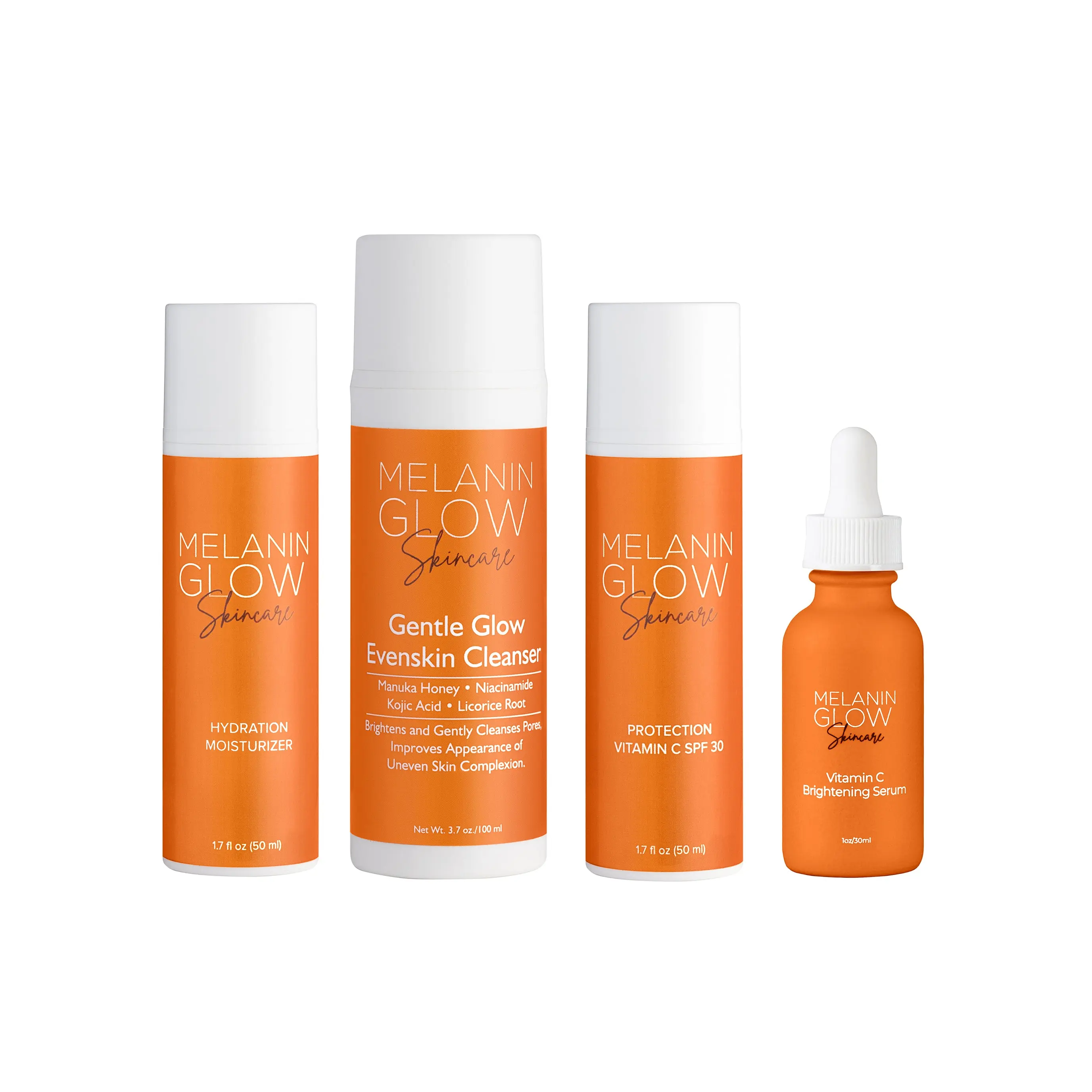 Melannin Glow Gentle Glow Evenskin Cleanse Hydrating Skincare Set with Icy Hydrating Formula and Protection for Skin Comfort