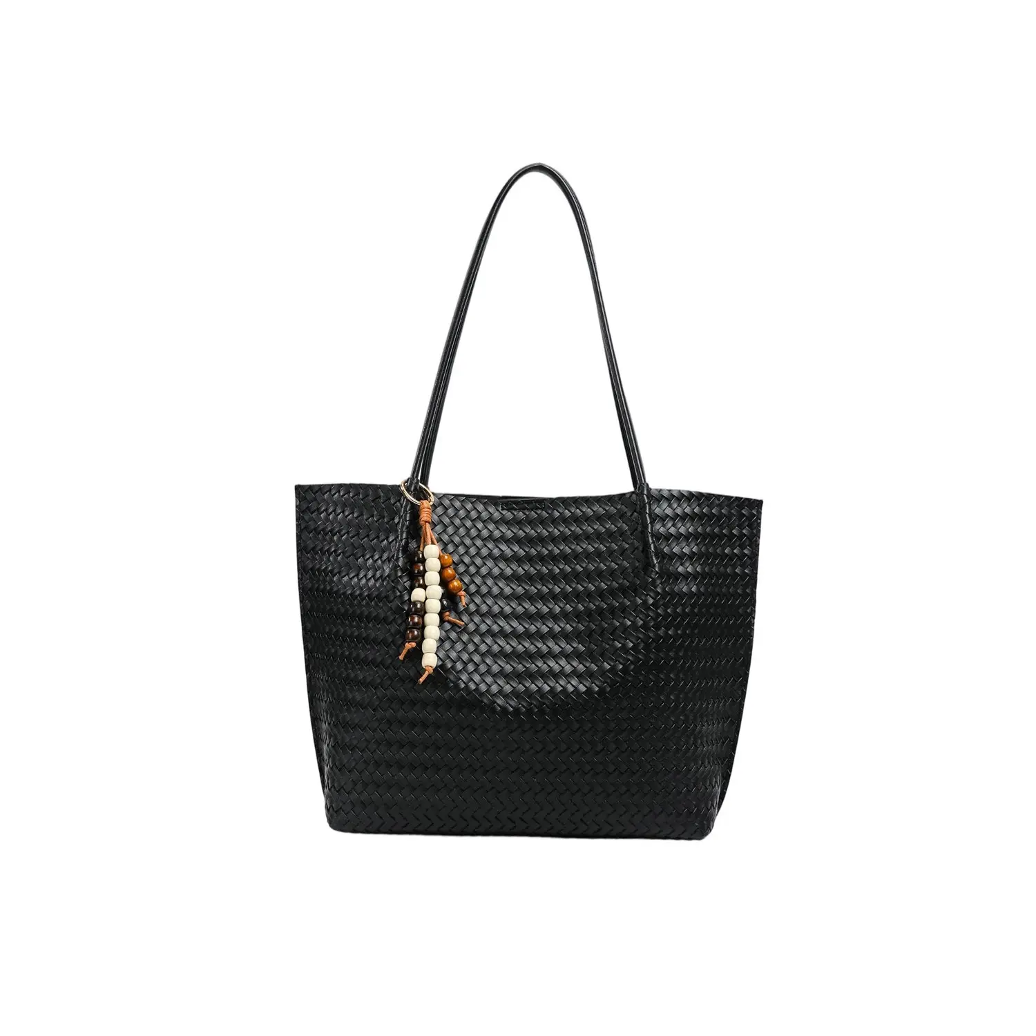 Korean-style relaxed woven tote bag — large-capacity commuter shoulder bag, versatile underarm bag