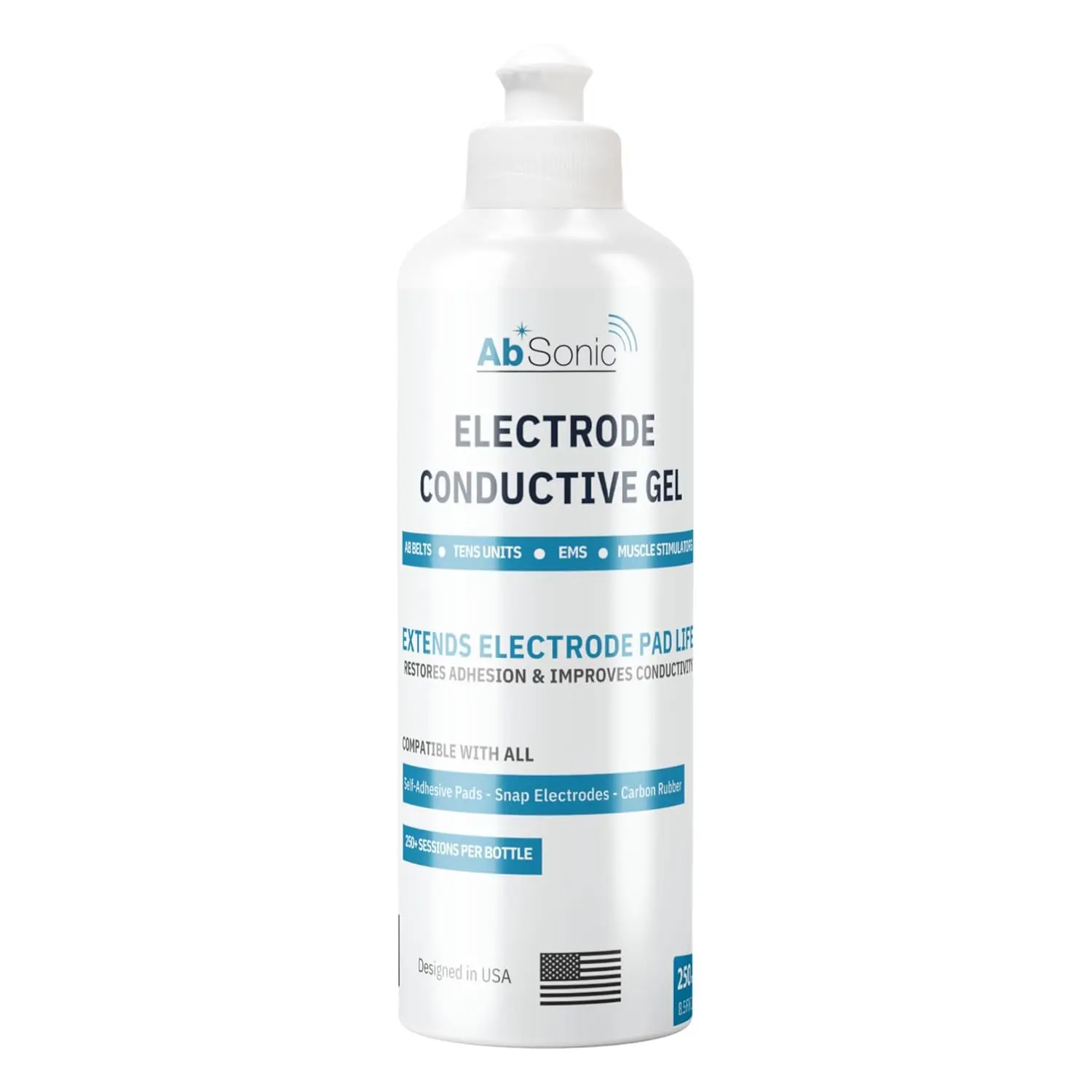 Absonic Electrode Gel - Conductive Gel for EMS, Muscle Stimulators & Ab Belts | Extends Pad Life, Restores Adhesion | Hypoallergenic, Water-Based | 8.5 oz | Made in USA
