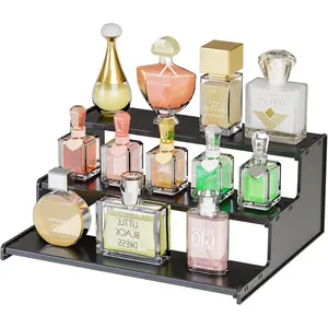 Cologne Stand for Men,3 Tier Black Perfume Tray for Cologne, Display Risers for Collection,,Cupcake,Figure Display Shelf,Perfume Stand Organizer,Product  Display Stand