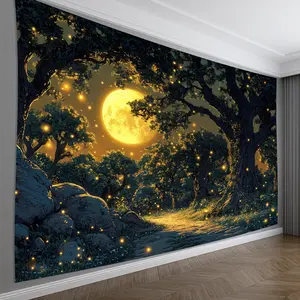 Enchanted Forest  Visual Effect Fashion Tapestry - Elegant Realistic Design,Wall Hanging for Home & Garden Decor,Serene Expression Art Detailed Texture Art,  Wall Decor Vintage Style Polyester Wall Hanging for Living Room Bedroom Office Decor Parties