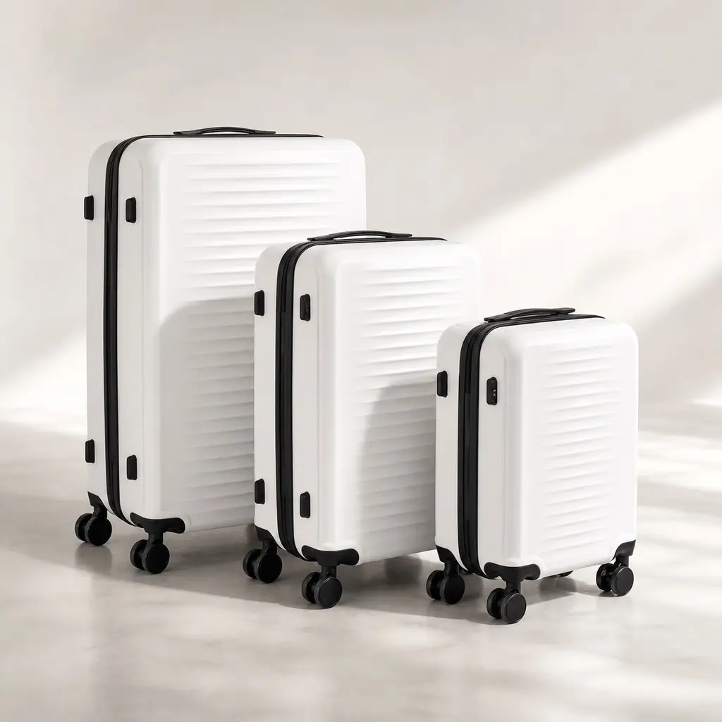 White ABS Hard Shell Luggage Suitcase with Password Lock, 360° Spinner Wheels, Lightweight Travel Bag, 21x30x11 Inch Carry-On, Durable ABS Material, Secure TSA Lock, Smooth Rolling, Travel Essentials, White Color Options, Product Dimensions: