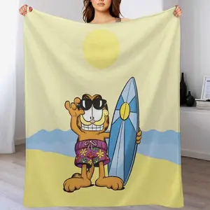 Anime Garfield Flannel Blanket| Ultra-Soft All-Season Comfort | Anti-Pilling & Shrink-Resistant | Machine Washable Luxury Throw for Adult Home Decor