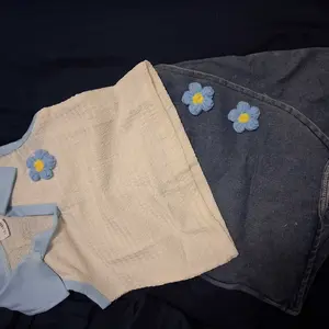 [Yomi Kids] Toddler Girls Summer 2 Piece Outfits Cherry Decor Lapel V-Neck Tank Tops Denim Skorts Set