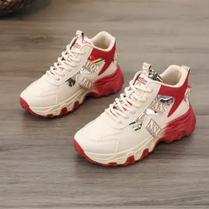 New 2025 hot style dad shoes women's shoes color matching trend heightening thick-soled shoes breathable