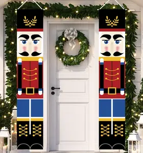 Christmas Decorations Nutcracker Soldier Banner Xmas Porch Door Sign Welcome Banner for Wall Home Party Decor Christmas Decorations Indoor Outdoor
