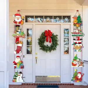 Christmas Door Hanger, 10pcs/set Cute Cartoon Santa Claus & Snowman & Tree Design Door Hanger, Festive & Party Supplies for Home Front Door Farmhouse School Decor