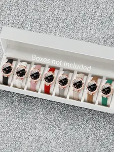 8pcs/Set Women's Fashion Casual Bracelet Watch Set Rhinestone Studded Numeric Flower Dial Quartz Combo Valentines