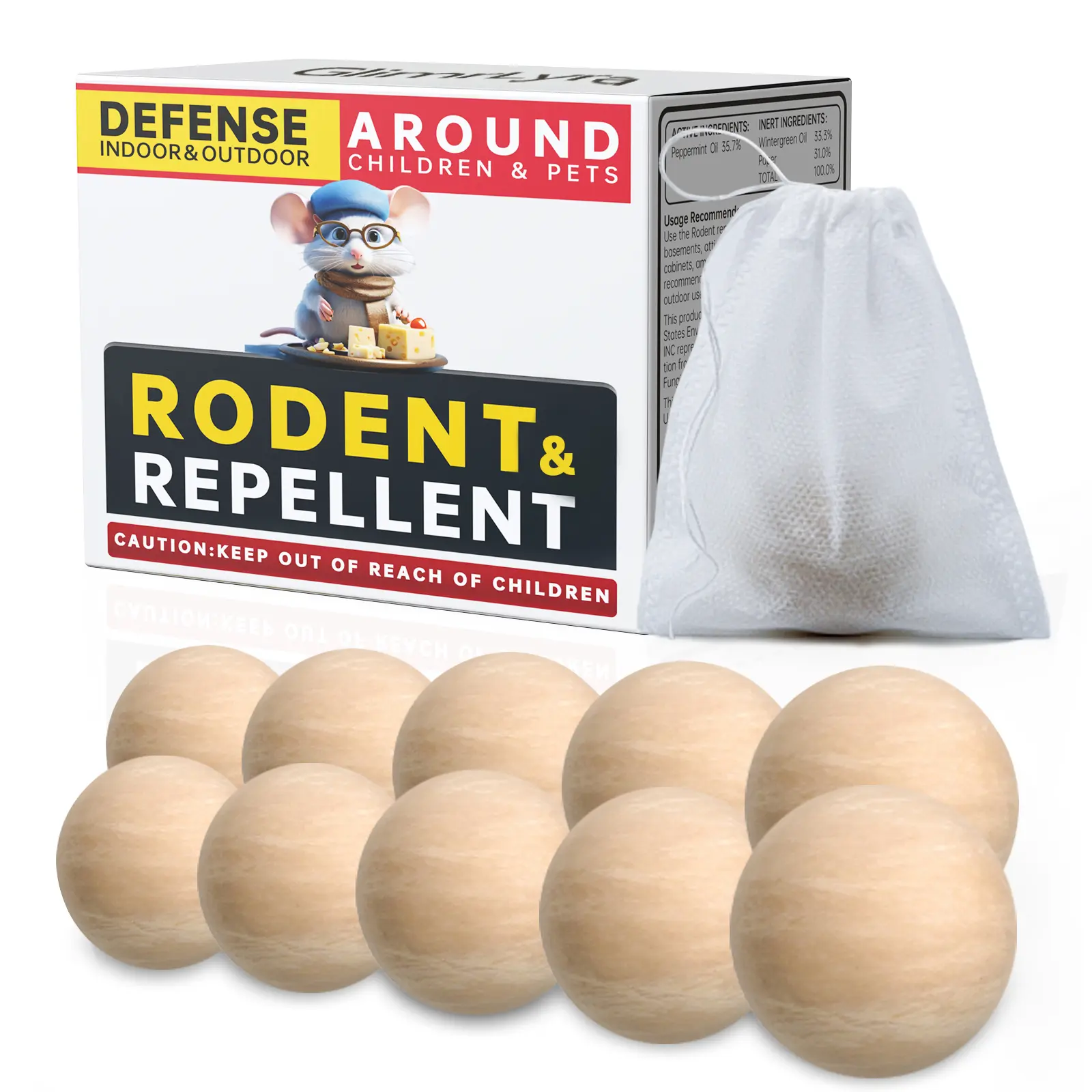 Peppermint Rodent Repellent Balls - 12 Pack Natural Mouse & Rat Deterrent For Indoor/Outdoor Use In House, Garden, Attic