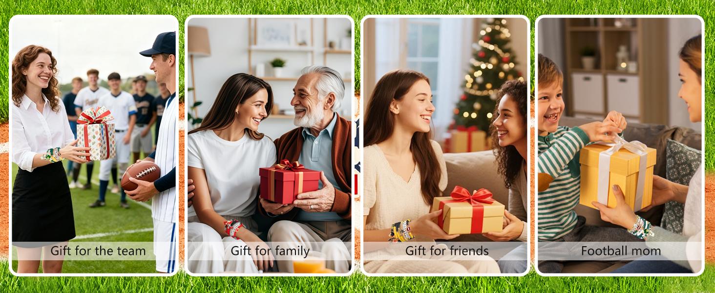 Game Day Football Bracelets for Women Men, Friendship Hypoallergenic Clay Beaded Stretch Bracelets,Stackable Sports Fans Charm Bangles,Football Mom Accessories Football Gifts