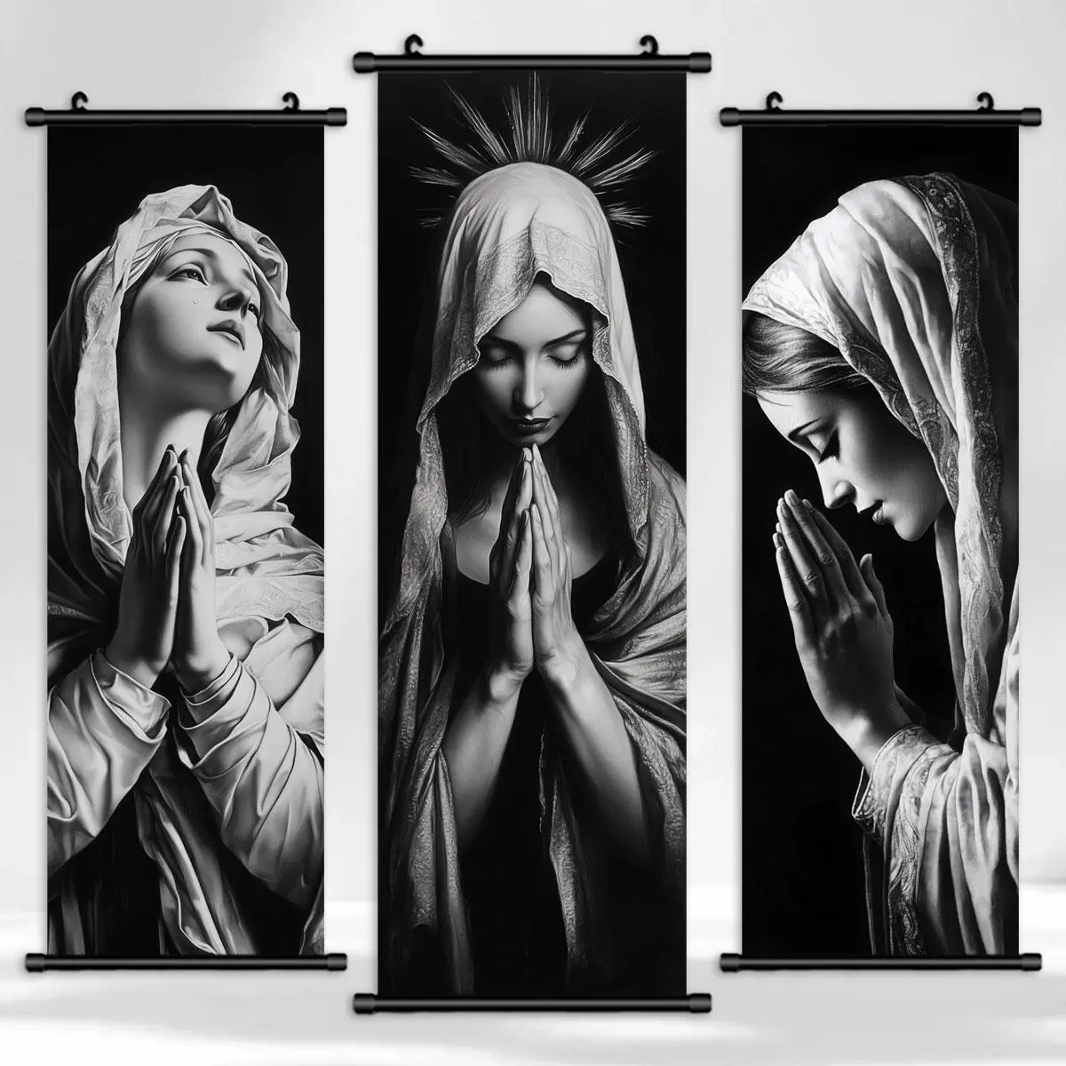 Religious Madonna Pattern Unframed Wall Art, 3 Counts Exquisite Religious Madonna Poster Print, Wall Decoration for Home, Living Room, Bedroom Decoration, Aesthetic Wall Decor, Ornaments