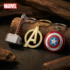 Marvel Avengers Officially licensed 3D Metal Keychain 1PC - Thor's Hammer, Captain America Shield & Avengers Logo - Zinc Alloy Bag Charm & Collectible Gift