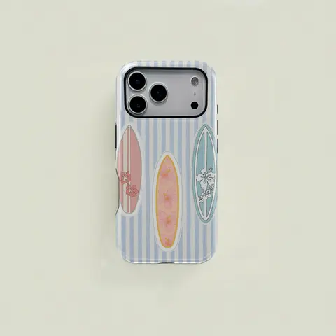 1 Pc Hawaiian Style Beach Surfboard Double-Layer 2-in-1 Smartphone Cover - Cellphone Handheld Accessory Protector for iPhone 17/16/15/14/13/12/11 Pro Max,14/15/16/17 Plus,Samsung Galaxy S25/S24/S23 Ultra Devices - Couple Phone Case,Boyfriend Gift