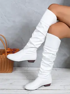 Elegant Over-The-Knee Boots, Low Heel Lazy Design, Fashionable Comfort, Perfect for Daily Wear and Parties, Trendy Shoes for Global Fashionistas, Winter Booties