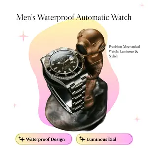 Men's Business Full Automatic Mechanical Watch with Waterproof Solid Stainless Steel Bracelet Rotating Chronograph Bezel Full Dial Luminous Design