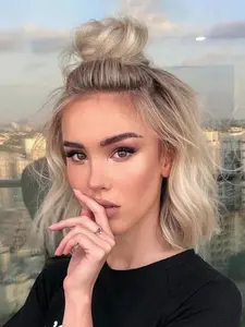 14 Inch Short Wavy Lace Front Wigs for Women, Lace Frontal Wig, Gorgeous Fluffy Wigs without Bangs, Synthetic Lace Front Wigs for Party, Daily Use, Bob Curly Wig, Synthetic Hair Wig