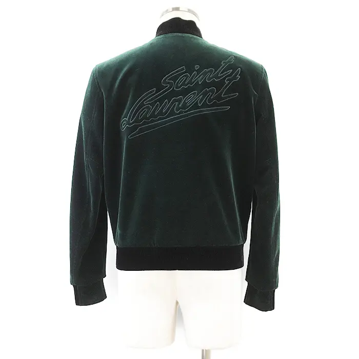 Pre-owned Yves Saint Laurent Cotton Small Leather Goods Saint Laurent Varsity Jacket Velour