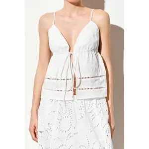 Embroidery Tie Detail Top